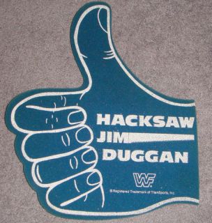 Vintage HACKSAW JIM DUGGAN WWF FOAM Thumbs Up RARE Wrestling WWE WCW