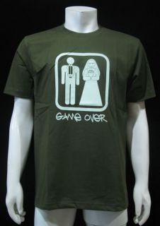 Game Over Funny T Shirt Wedding Mens Olive Sz M New