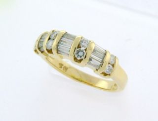 Beautiful Solid 14k Yellow Gold Diamond Ring Size 8