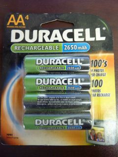 Duracell Rechargeable AA 2650mAh 4 Pack New Batteries