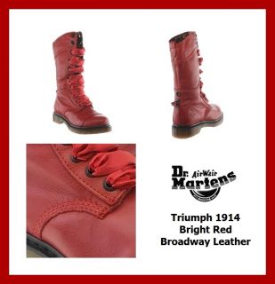 Dr Doc Martens Airwair Triumph 1914 Womens Bright Red Broadway Leather