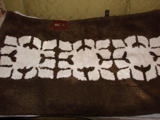Dwell Studio Brown White Floral Block Accent Rug 22 x 34 NWT