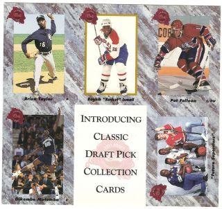 1991 Classic 4 Sport Draft Pick Collection Promo Sheet
