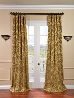 Astoria Gold Bronze Faux Silk Jacquard Curtains Drapes