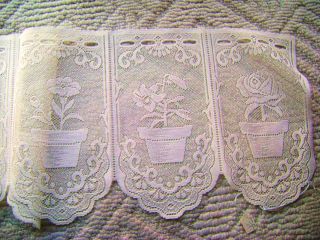 Great Bay Lace Co Flower Pot Ecrue or White Tier Valance Swag Lace