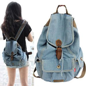  Jeans Backpack School Bag Travel Sling Drawstring Purse HSH