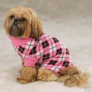 Extra Large Dog Sweater PINK Argyle Doberman Weimarana Dog Coats Pet