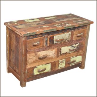  Reclaimed Old Wood Distressed 7 Drawer Bedroom Dresser Chest Furniture