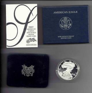 Silver Eagle 2007 West Point *PROOF* US Mint in Box 1 oz Pure SILVER