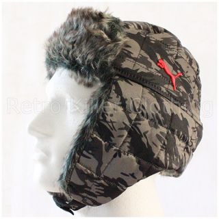 Puma Archive Downey Trapper Fake Fur Fleece Quilted Winter Hat