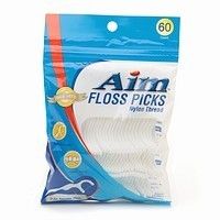 Aim Floss Picks Waxed Nylon Thread Dental Flossers x 60
