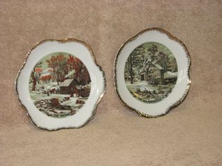 CURRIER & IVES Collector Plates Home In Wilderness / Old Homestead