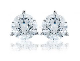  14 CARAT DIAMOND SOLID 14KT White GOLD SOLITAIRE MARTINI STUD EARRINGS