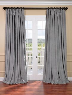  Silver Grey Double Wide Velvet Blackout Pole Pocket Curtains & Drapes