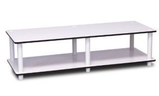  Furinno Wide Flat Screen TV Stand White Entertainment Center