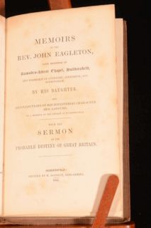1841 Memoirs of John Eagleton by His Daughter Scarce Biography