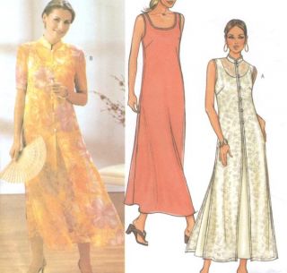 Misses Sleeveless Dress Duster Sewing Pattern Darts Collar Button Loop
