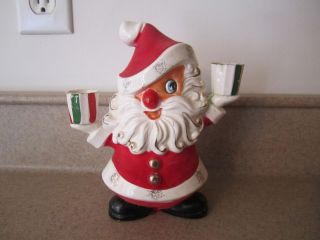 Vtg HOLT HOWARD Christmas Santa Figurine Candle Holder w Label