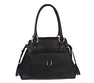 Authentic Dooney Bourke Black Florentine Medium Pocket Tassel Handbag