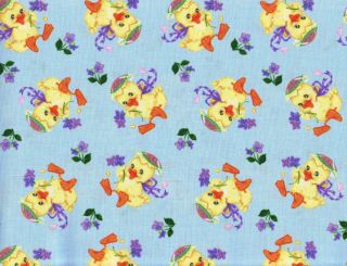 Quilt Quilting Fabric Easter Chick Floral Blue Purple Free Spirit
