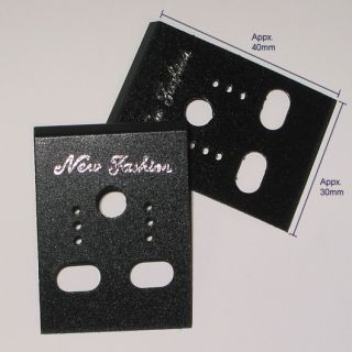 50 Black Plastic Earring Card with Display Lip Holding Size 4cm x 3cm
