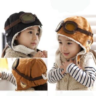 Korean Children Flying Cap Baby Ear Air Force Thick Cap with Glasses
