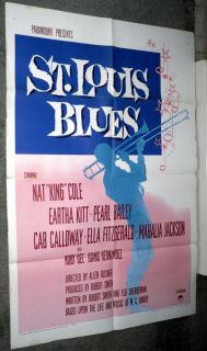 St Louis Blues Poster Eartha Kitt Nat King Cole Original 1958 Movie