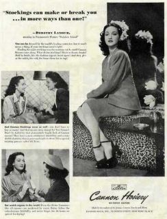 1944 Dorothy Lamour Photos Canon Hosiery Rayons Ad