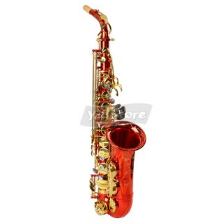 New Alto EB Brass Red Saxophone Sax with Abalone Shell Button More