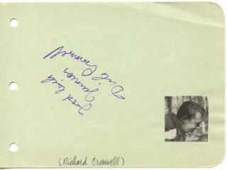 Dick Cromwell Richard Vintage 1930s Original Signed Album Page