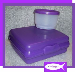 New TUPPERWARE Sandwich Keeper and Snack Cup Purple Lunch Box