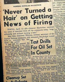General Douglas MacArthur Fired by President Harry Truman 1951 Old