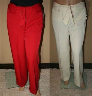 Dudley Woman Plus Size Womens Dress Pants Ivory Red Size 14 16 18 20