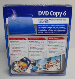 Corel DVD Copy 6 Software New Opened Box Copy DVDs Create DVD DIVX