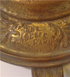 victorian edward miller oil kerosene brass lamp font