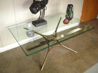 60s Dunbar Roger Sprunger Modern Bronze Glass Sculptural Coffee Table