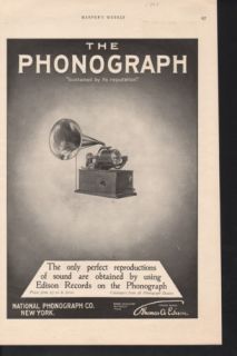 1900 National Phonograph Thomas Edison Music Record Ad