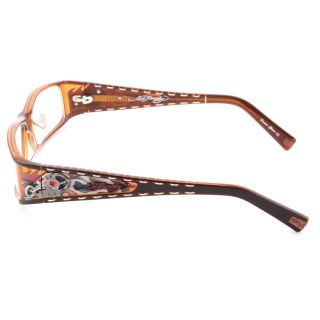  Ed Hardy eyeglasses features a rectangle plastic frame clear plastic