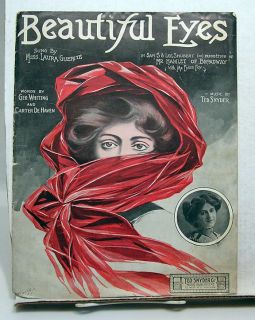 1909 Eddie Foy Sheet Music Beautiful Eyes Great Art L6968 ARRI