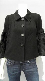 Drew Misses s Wool Pea Jacket Black Fur Coat Designer Fashion Sale