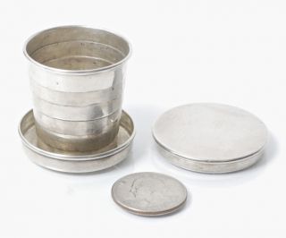  Antique Sterling Silver Collapsible Drinking Cup with Cover