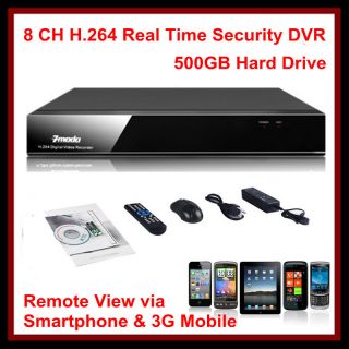8CH DVR CCTV H 264 Realtime Standalone Surveillance DVR 500GB Hard