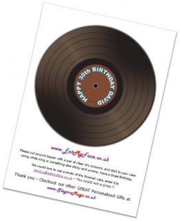  Vinyl Record Disc Edible Rice Paper Birthday Cake Topper 7 5
