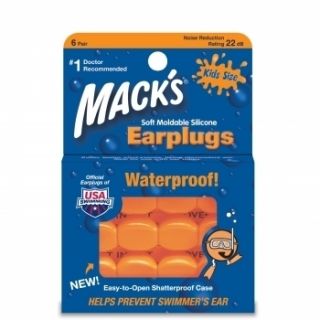Macks Moldable Silicone Earplugs Ear Plugs Kid Size 6 Pair Orange