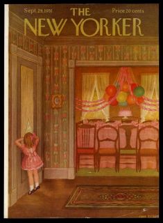 1951 Edna Eicke Little Girl Birthday Pary Hide and Seek Art New Yorker