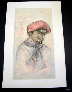  orignal stone lithograph by edna hibel titled toni this is catalog