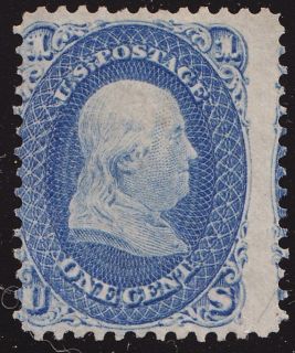  1861 66 1c Blue E Grill Franklin