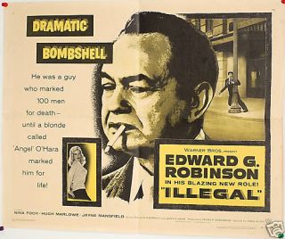 1955 Illegal Edward G Robinson Jayne Mansfield Original Half Sheet