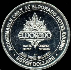 eldorado hotel and casino reno nevada 999 pure silver $ 7 gaming token