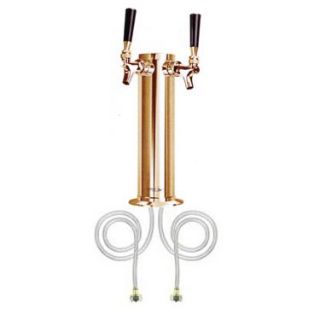 Polished Brass Dual Faucet Draft Beer Tap Tower Kegerator 3 Column